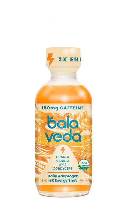 balaveda Supersonic Citrus – USDA Organic Adaptogenic Energy Shot with Green Coffee, B12 & Vanilla Citrus Flavor | 12-Pack of 2oz Wellness Shots