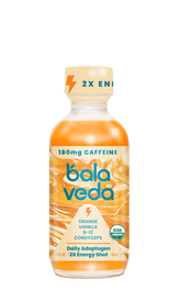 Balaveda supersonic citrus energy shot bottle on a transparent background