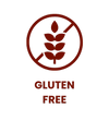 Gluten-free logo with a red circle and leaf