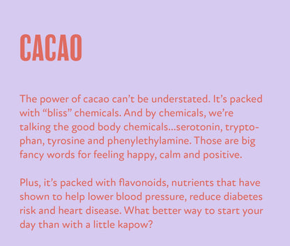 Kapow Cacao – 100% Organic Adaptogenic Cacao & Coffee Alternative for Clean Energy & Calm Focus - BalaVeda