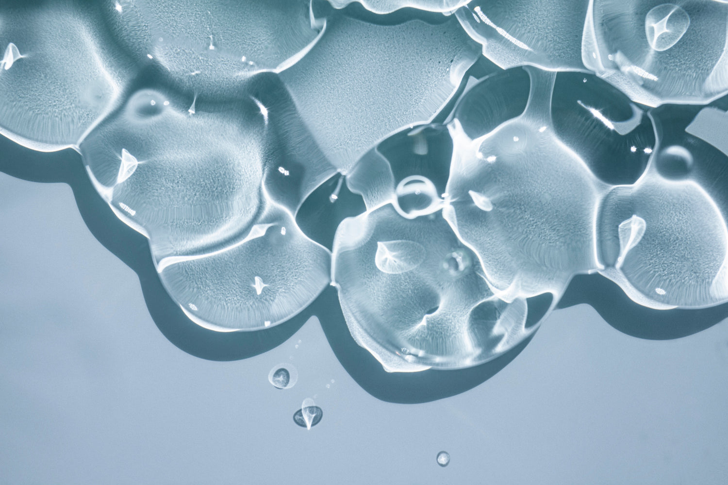 Close-up of bubbles with a blue tint