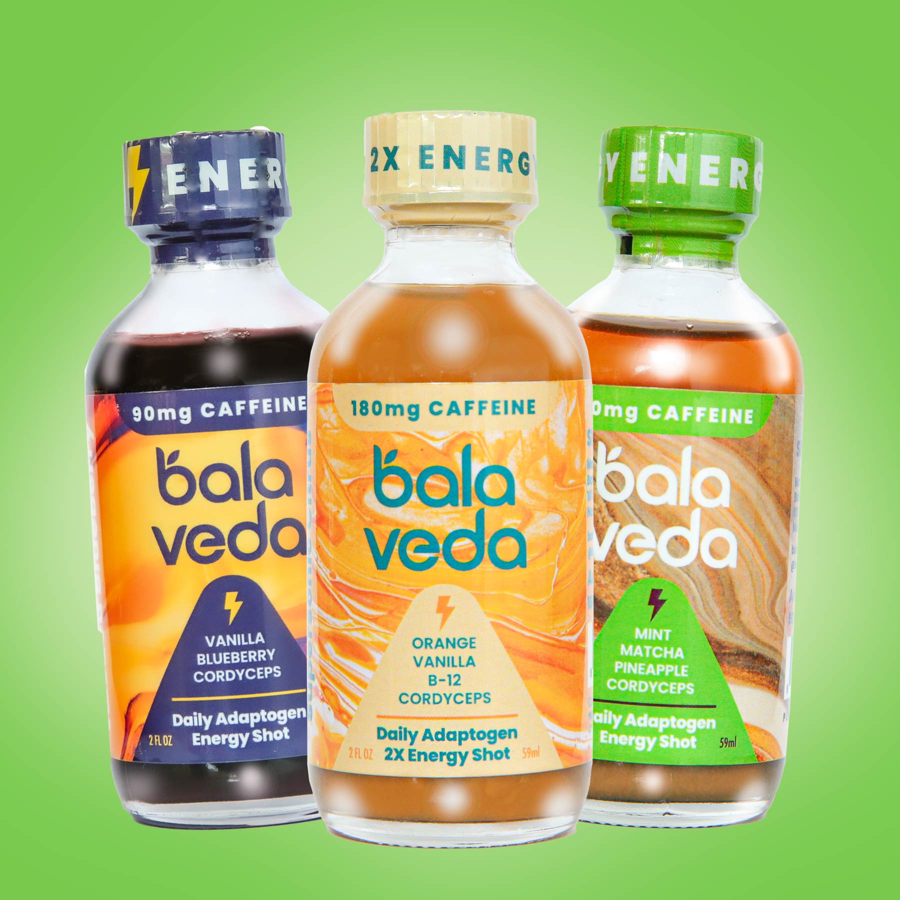 Organic Adaptogenic Energy Shot Mix Pack – Wicked Blueberry, Tropic Rush & Supersonic Citrus - BalaVeda