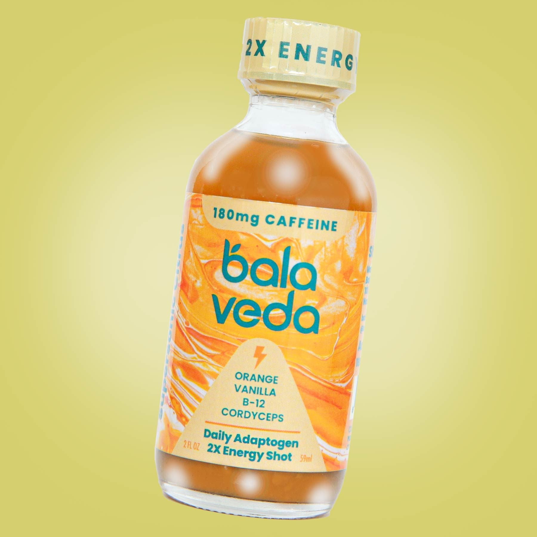 Supersonic Citrus – USDA Organic Adaptogenic Double Energy Shot with Cordyceps, B12 & 180mg Clean Caffeine - BalaVeda