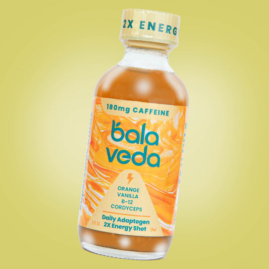 Supersonic Citrus – USDA Organic Adaptogenic Double Energy Shot with Cordyceps, B12 & 180mg Clean Caffeine - BalaVeda