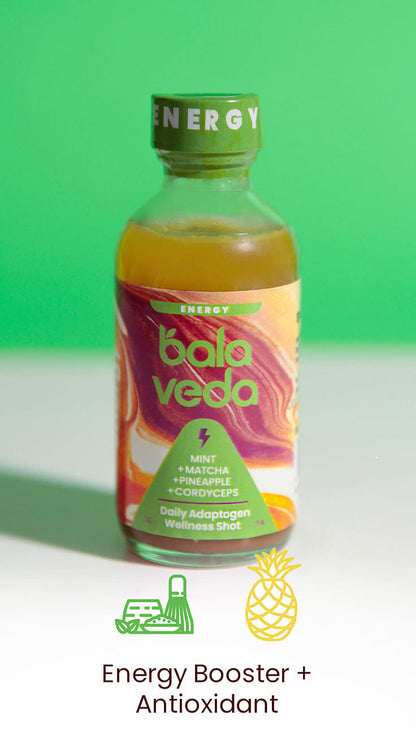 100% Organic Mint + Matcha + Pineapple + Cordyceps Adaptogen Energy Shot