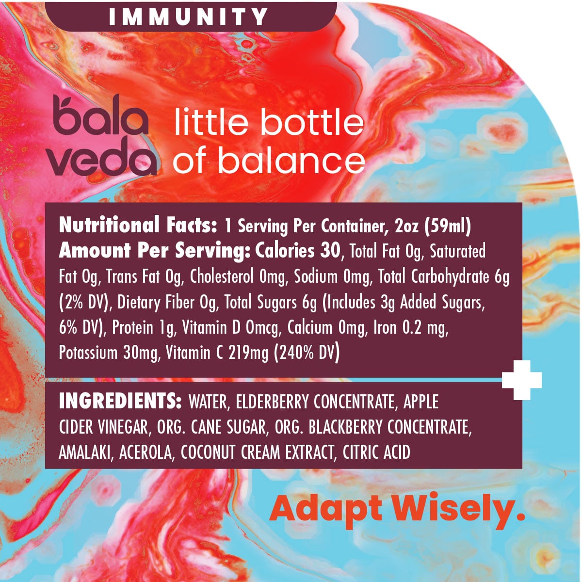 100% Organic Elderberry + Coconut + Amalaki Adaptogen Immunity Shot