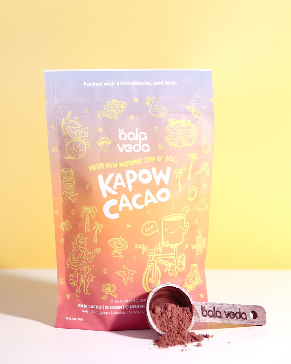 Kapow Cacao – 100% Organic Adaptogenic Cacao & Coffee Alternative for Clean Energy & Calm Focus - BalaVeda
